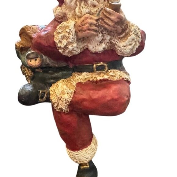 Handcrafted Santa Claus Figurine With Pipe & Toy Bag By Wood World Inc. - Picture 3 of 6
